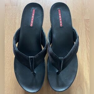 PRADA Black Wedge Sandals